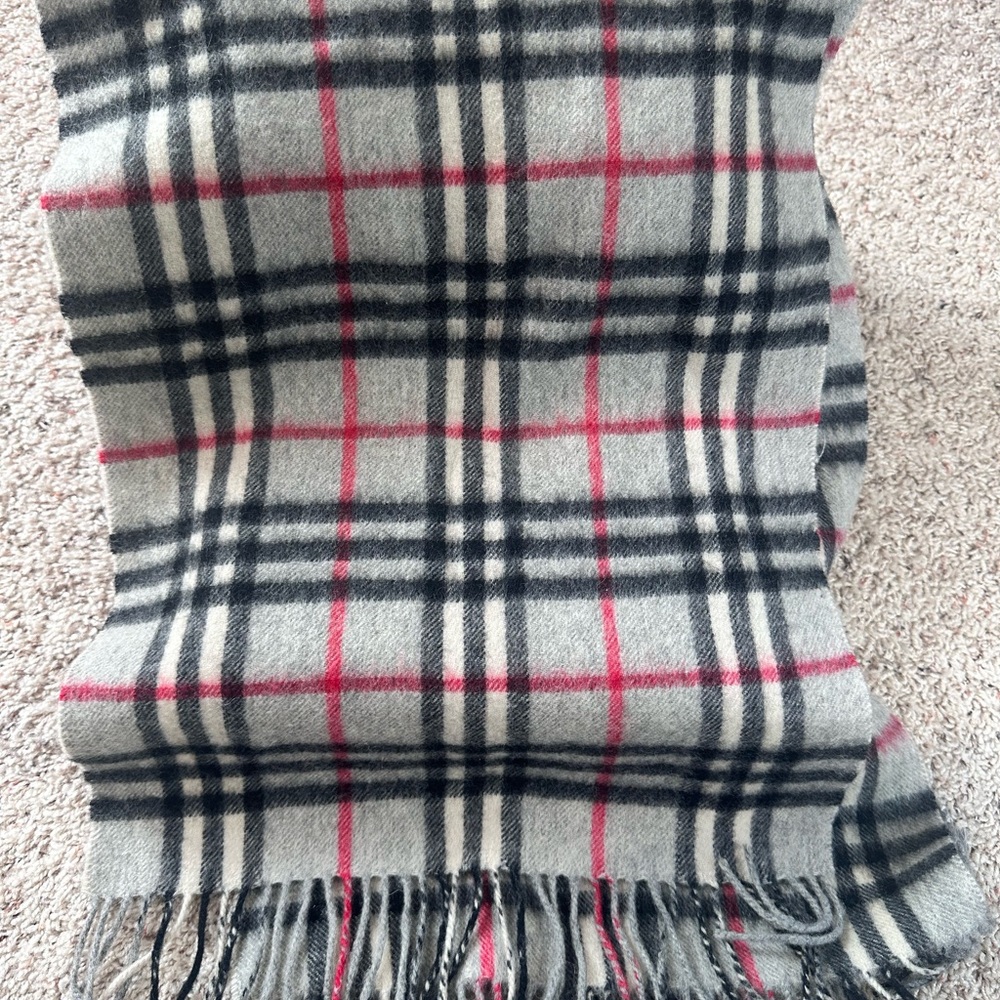 Burberry Gray and Red Cashmere Scarf - Picture 3 of 3